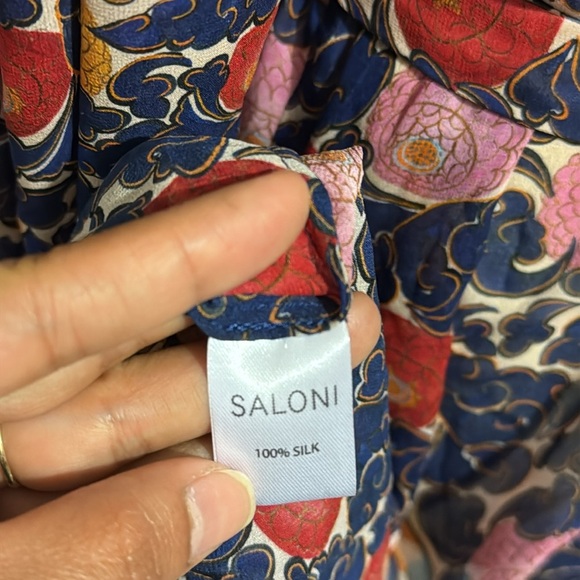 SALONI Pixie Floral Long Sleeve Dress Ruffle 100% Silk Fall Preppy - Picture 8 of 11